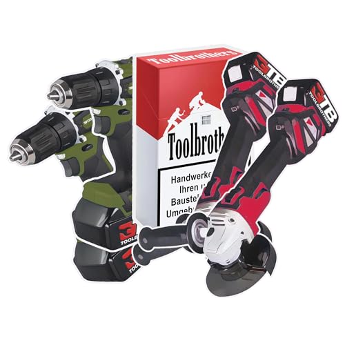 Toolbrothers - Juego de 5 kits de artesanías, 1 balancín TB - 2 amoladoras angulares TB - 2 destornilladores inalámbricos TB