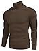 COOFANDY Mens Ribbed Slim Fit Knitted Pullover Casual Turtleneck Sweater Dark Brown