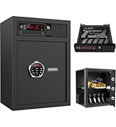QINGENO Sliding-Away Drawer Safe with LCD Display of Temp,Humidity,Time,Home Security Electronic ...