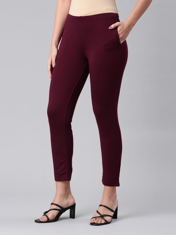 Image of GO COLORS Ponte Smart Kurti Pants Full Length for Women | Breathable, Mid Rise