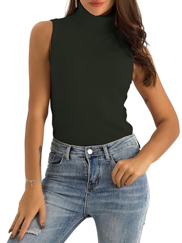 Image of Spicy Sandia Women Stretchable Turtleneck Knit Sleeveless Slim Fit Sweater