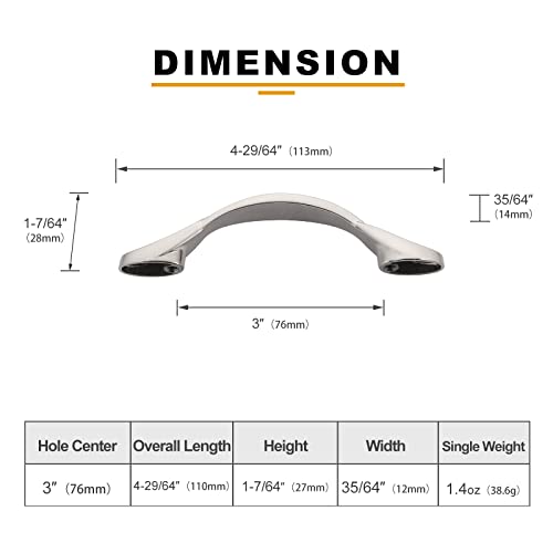 Image of Asidrama 10 Pack 3 Inch(76mm) Brushed Satin Nickel Kitchen Cabinet Handles, Cabinet Pulls Kitchen Cabinet Hardware for Cupboard Drawer Pulls