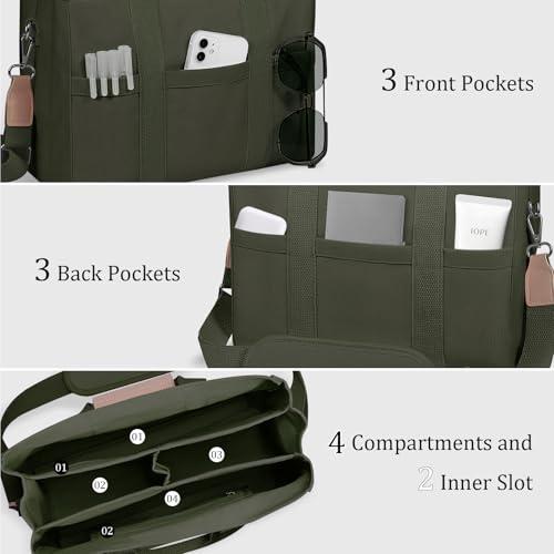 Canvas Tote Bag with Multi Pockets Crossbody Tote Bag for Women Bible Handbag Everything Tote Bags with Compartments - image 3
