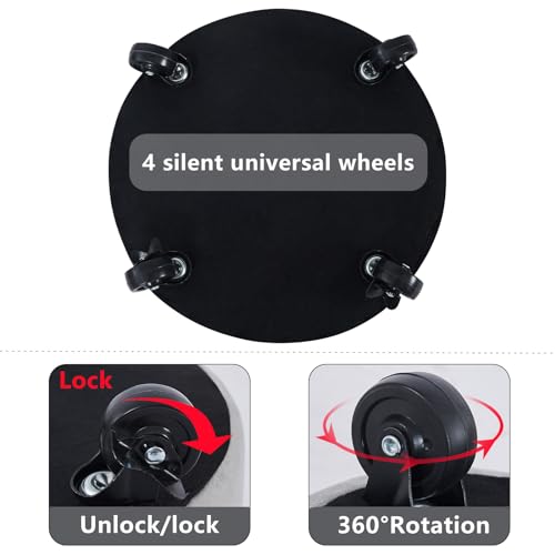 Cpintltr NX11L Storage Ottoman Round Foot Stool Rolling Ottoman With 360° Wheels Modern Footstool With Storage Upholstered Footrest Coffee Table For Living Room Bedroom Hallway thumb #5