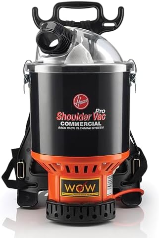 Hoover Commercial Shoulder Vac Pro Backpack Bagged Vacuum Cleaner, with HEPA Media Filter, Lightweight with Extra Long Cord, Chiropractic Design, for Carpet and Hard Floors, C2401, Black: Shop Wet Dry Vacuums: Amazon.com