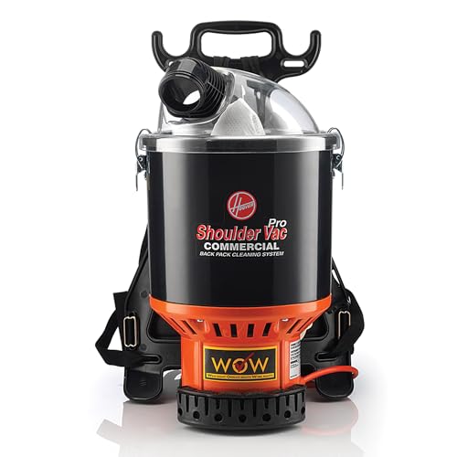 Hoover Commercial Shoulder Vac Pro Bagged Backpack Vacuum Cleaner, Lightweight, Chiropractic Design, HEPA Media Filtration, Corded Vacuum Cleaners for Commercial Use on Carpet and Hard Floors by Hoover - Used condition - US$330.54