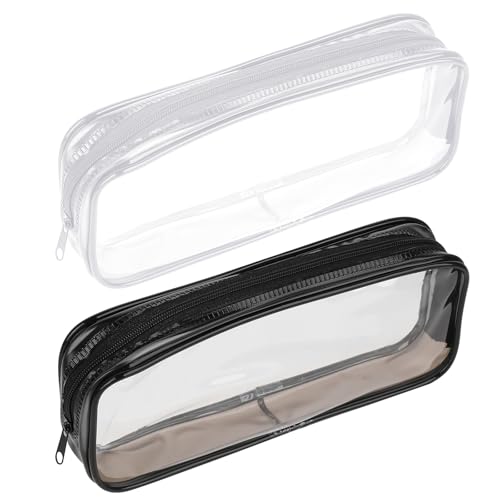 2 Stück Mäppchen Kosmetiktasche Klein Kosmetiktasche Durchsichtig Zipit Federmäppchen Mehrzweck Aufbewahrungstasche Schwarz Weiß Pvc Kleine Kulturtasche Tragbare Kosmetiktasche Für Kinder Pencil Cases