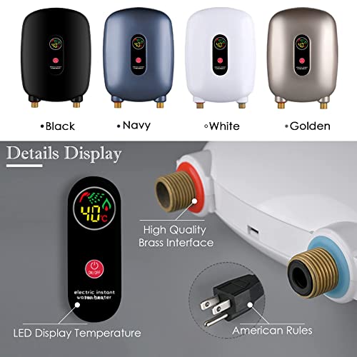 Tankless Electric Water Heater 110V 3000W Under Sink On Demand Instant Hot Water Heater For Kitchen Bathroom Washing (Black-A) #TOP6
