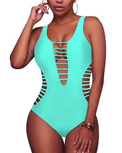 Photo 1 of SIZE XXL Aqua Eve Women Sexy One Piece Swimsuits Plunge Deep V Neck Cutout Bathing Suits