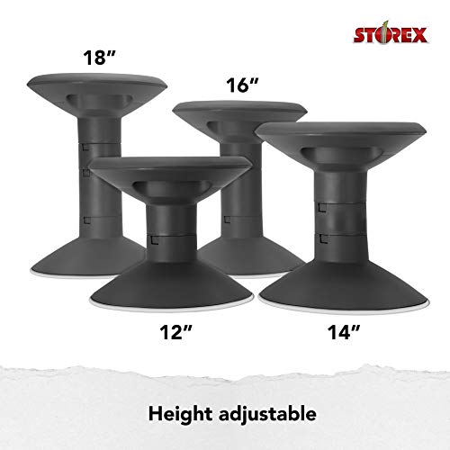 Image of Storex Wiggle Stool - Active Flexible Seating for Classroom and Home Study, Adjustable 12-18 Inch Height, Black (00300U01C)