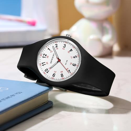 FANMIS Fashion Teenage Student Minimalist Analog Watch Unisex Ultra-Thin Sports Watch Waterproof Nurse Watch Military Time Luminous Easy Read Dial with Colorful Silicone Band4