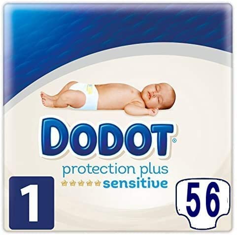 56 Pañales DODOT Sensitive talla 1 protection plus (2-5 kgs)