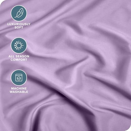 Image of 400 TC Cotton Elastic Fitted Bedsheet with 2 Pillow Covers for King Bed 75 x 70 10 Inches Lavender Solid Color Fitted Sheet