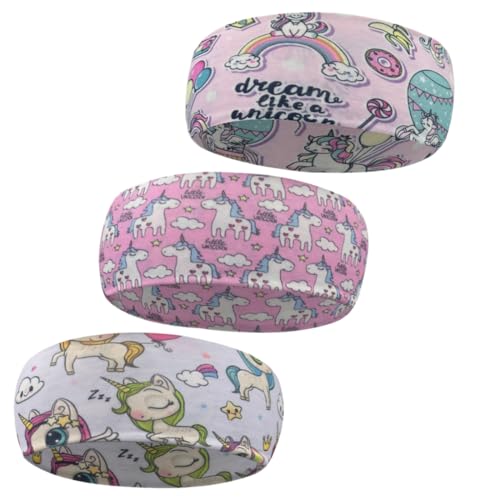EIHI 3 Piezas Cinta Elástica Pelo para Chica Niñas de Unicornio,Banda Pelo Chica,Cinta Pelo Niña de Algodón,Diadema Elástica Niñas Colores,Banda Pelo Niñas,Turbante Pelo Niñas