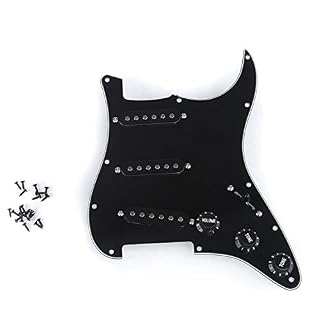Musiclily Pro Pickguard Pré-câblé SSS micros à simple bobinage pour Fender Strat Stratocaster Guitare, Noir - Les Beatles, Paul McCartney, John Lennon, RIngo Starr, George Harrison