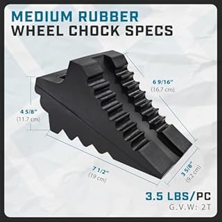 Wheel Chocks for Cars, RVs, Trucks, Trailers, and Vehicles G.V.W. up to 8T, 4 Pack - Anti Slip Bottom Tire Chock for All Weather Use - RV, Travel Trailer, Pop Up Camper Accessory