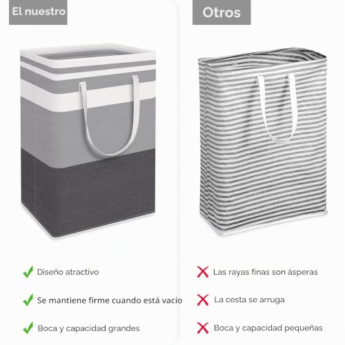 Canasta grande para lavandería HomeHacks de 75L gris degradado independiente 4