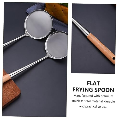 Cuchara plana para freír PRETYZOOM con mango largo protector ante salpicaduras 5