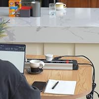 UCOMEN Steckdosenleiste 10-Fach mit 2 USB C + 4 USB A und Überlastschutz, 2m Verlängerungskabel, Doppelschalter, 10 Fach Mehrfachsteckdose für Schreibtisch, Besprechungsraum, Café, 16A/3680W – Ansicht 4