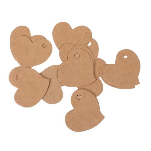 MINAOLULUS 3パック ハート型クラフト紙タグ 牛皮紙製 吊り下げ用ラベル 用両面無地タグ お祝い 贈答用メッカードや値札に