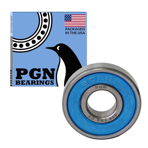 PGN (50 Pack) 608-2RS Bearing - Lubricated Chrome Steel Sealed Ball Bearing - 8x22x7mm Bearings with Rubber Seal & High RPM Support