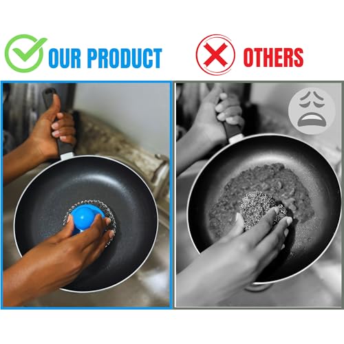 Image of Scrubbers and Sponges - Stainless Steel Scrubbing Pads, with Handle, Dish Sponge Cellulose Non-Scratch, Microfiber Cloths. (9 Count)