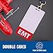 EMT Badge Buddy Emergency Medical TechnicianVertical Red Heavy Duty 1 Pc - Spill & Tear Proof - Double Sided Made in USA