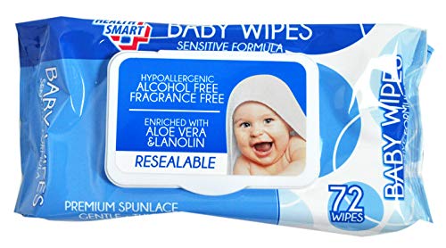 Health Smart Premium Quality Baby Wipes with Resealable Lid Blue