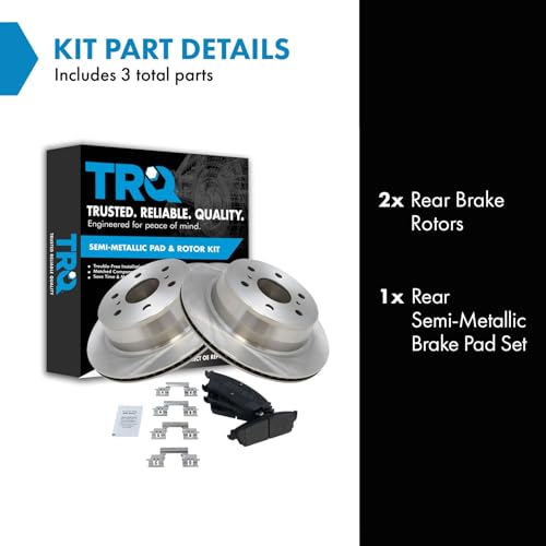 Image of TRQ Rear Premium Posi Metallic Brake Pad Rotor Kit | For Chevy GMC 1500 Tahoe