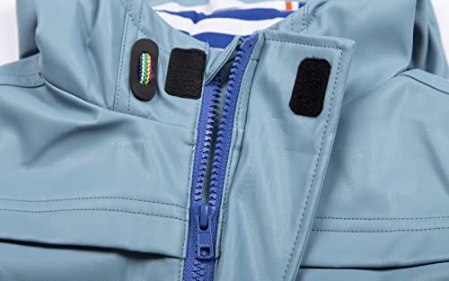 Image of Mud Kingdom Boys Rainslicker Hooded Rain Jacket PU Leather Outerwear Windproof Outdoor