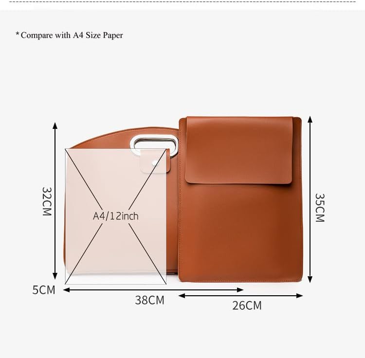 PU Leather 2-in-1 Laptop Sleeve&Pouch Set with Metallic Handle, Waterproof 14-16Inch Laptop Briefcase for Work Travel - Image 5