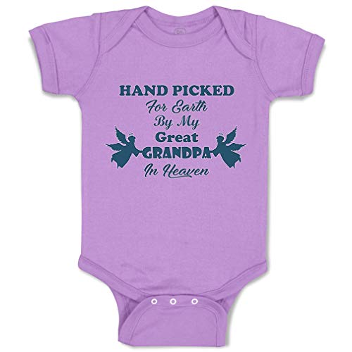 Image of Cute Rascals Baby Bodysuit Hand Picked for Earth by My Great Grandpa in Heaven Boy & Girl Baby Clothes Funny Cotton Lavender Design Only Newborn