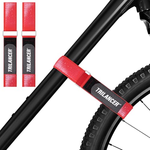 Fahrradträgergurte,2er-Pack Trilancer Verstellbare Fahrrad-Stabilisator-Gurte, Spanngurte mit Haken, Schlaufe & Anti-Rutsch-Beschichtung für Auto- & Wandhalterung,Transport & Aufbewahrung (75 × 3,8cm)