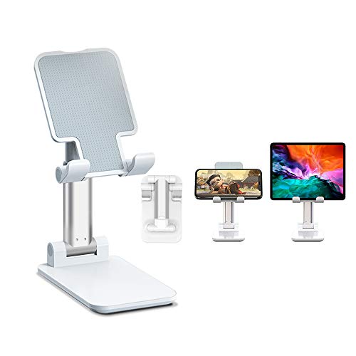 A-VIDET Supporto per Telefono Cellulare Supporto per Tablet Supporto in Silicone Regolabile, Antiscivolo e Pieghevole per iPhone, Samsung, Xiaomi, iPad PRO, Altro Smartphone e Switch Lite(Bianco)