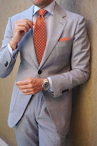 Image of HISDERN Polka Dot Ties for Men Classic Silk Ties and Pocket Square Formal Business Necktie Handkerchief Wedding Party