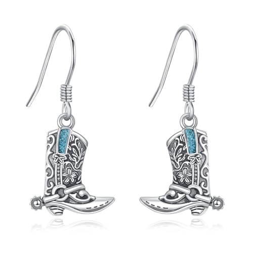 Boucles d'oreilles bottes de cowgirl argent parfaits pour un festival country