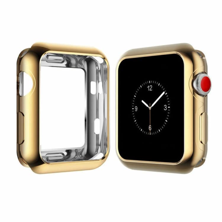 AMiRiTE- SMART GADGETS STORE AWC02 Flexible Shocked Proof Silicone TPU Watch Case Cover with Screen Protector Temper Compatible with Apple iWatch Series 6 | SE | Series 5 | Series 4 (40MM, Gold)-image-43