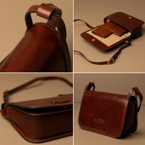 Image of Time Resistance Leather Crossbody Bag - Messenger Bag with Magnetic Closure - Leather Handbag Purse for Women