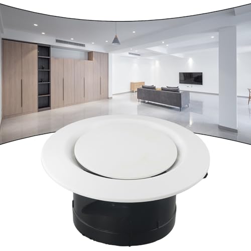 Vibsky Griglia di ventilazione a soffitto in ABS con flusso d'aria regolabile, diffusore rotondo montabile per scarico centrale dell'aria condizionata, uscita dell'aria fresca interna, riduzione del