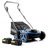Cordless Battery-Powered 14' Artificial Turf Sweeper by TurfSpin, 40V Lithium-Ion Lawn Sweeper with TurfLift Brush, 5-Position Height Adjustment, 45L Collection Bag, Batteries & Charger Included