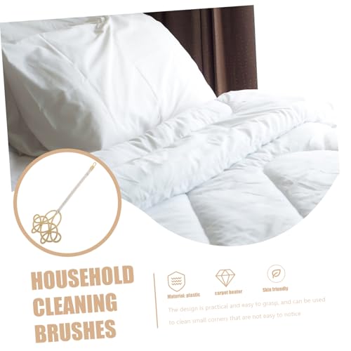 Outanaya Long Handle Quilt Beater with Imitation Rattan Weave Durable Plastic Rug Duster for Efficient Dust Removal Ergonomic Household Cleaning Tool for Mattresses Carpets Cushions