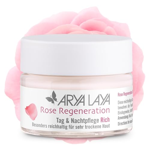 ARYA LAYA Rose Regeneration Tag & Nachtpflege RICH, 50 ml – Anti-Aging Creme mit wertvollen Inhaltsstoffen der Rose, Feuchtigkeitscreme für sehr trockene Haut, hilft bei Rötungen & Couperose, vegan