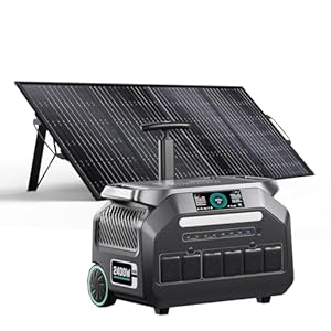 IEE 2400W Solar Generator(2025 New),2048Wh Portable Power Station P2400 With 200W Solar Panel, 4 * 2400w AC Output (5000W Surge),LiFePO4 Battery Power Station for Home Backup, Power Outage, Camping