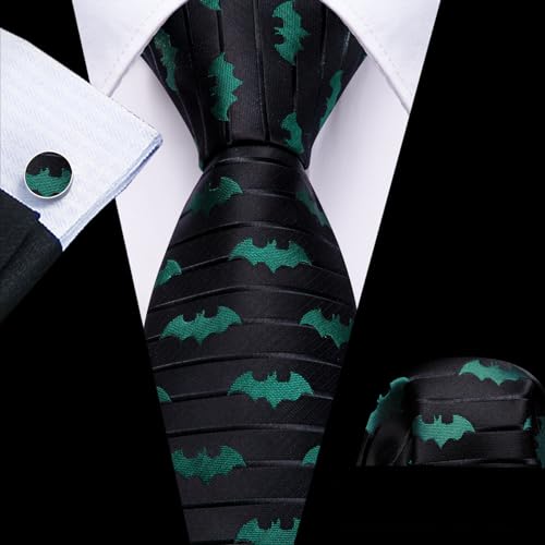 Image of Barry.Wang Fun Animal Ties for Men Designer Handkerchief Cufflink WOVEN Casual Necktie Set Festival
