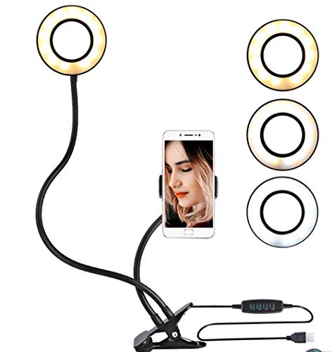 CHARON Selfie Ring Light with Tripod Stand and Phone Holder LED Circle Lights Halo Lighting for Make Up Live Steaming Photo Photography Vlogging Video