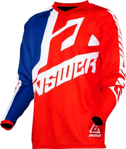 Answer Racing A20 Syncron Voyd Youth MX Jersey Red/Blue Off-Road ATV BMX MTB Kid's Riding Shirt Size X-Large