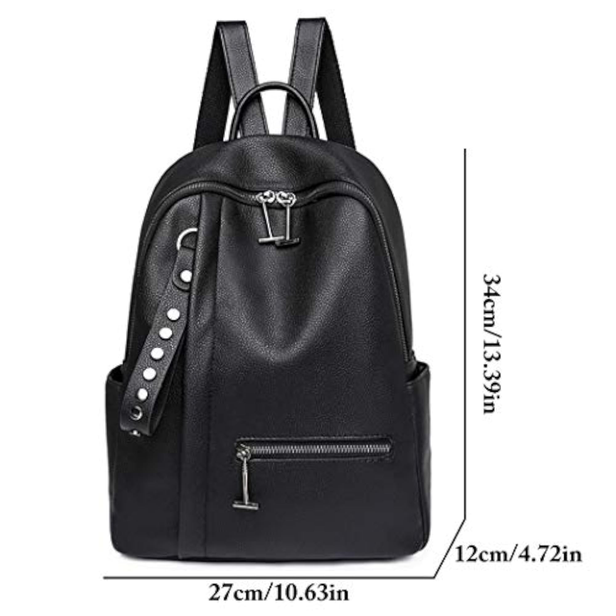 Women's Faux Leather Casual Backpack, Lightweight Laptop Bag