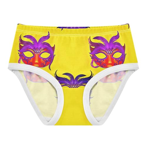 Toddler Girls Underwear 2t Cotton Girl Panties Cute Fun Print Briefs Girls Undies Colorful Mardi Gras Mask Yellow - Main Image