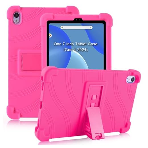 ATOOZ Kids Case for Walmart Onn 7 Inch Tablet 2024 (Model:100135924), Soft Silicone Case with Stand for Onn 7" Gen 4 Tablet (Rose Red)