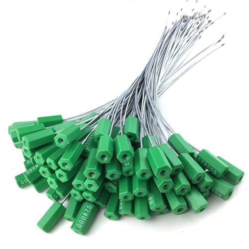 Scellés de sécurité en fil d'acier vert 30 cm autobloquants pour logistique Lot de 100